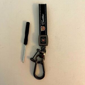 Cadillac key fob Keychain Black Leather with Logo NWT